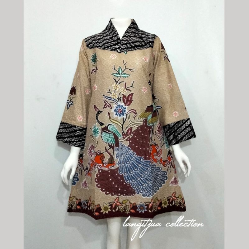 Tunik Isyana Merak Ayu | Dress Batik Merak Ayu | Dress Batik V Neck