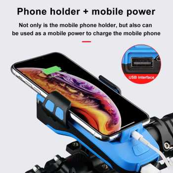 Lampu Sepeda Rechargeable Holder Power Bank Klakson - Wubasong  - CK2020