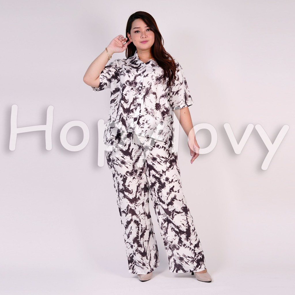 HOPYLOVY - Setelan Wanita Motif Tie Dye Bahan Premium Jumbo Refita