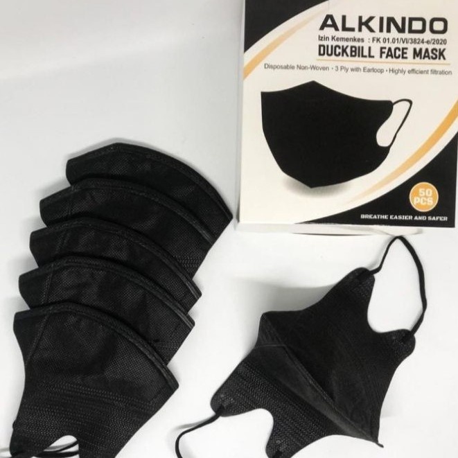 Masker duckbill alkindo garis isi 50pcs - Hitam