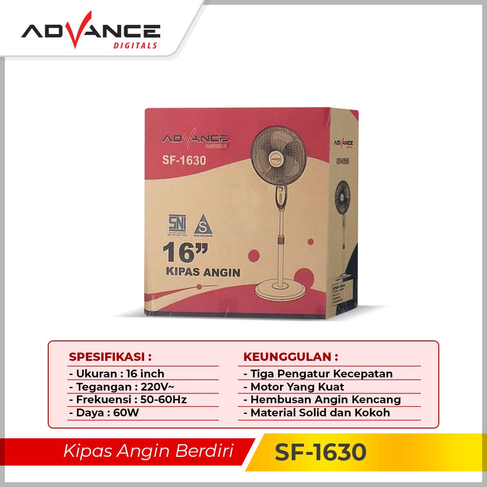 【Garansi 1 Tahun】Advance SF-1630 Kipas Angin Stand Fan Votre 16 inch