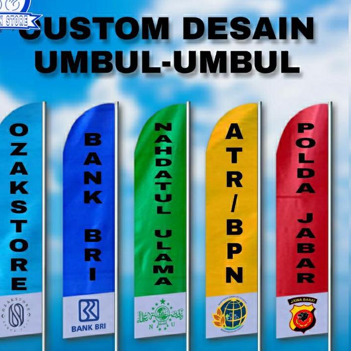 LANGSUNG KIRIM.. Umbul Umbul Custom Desain Sablon + Logo