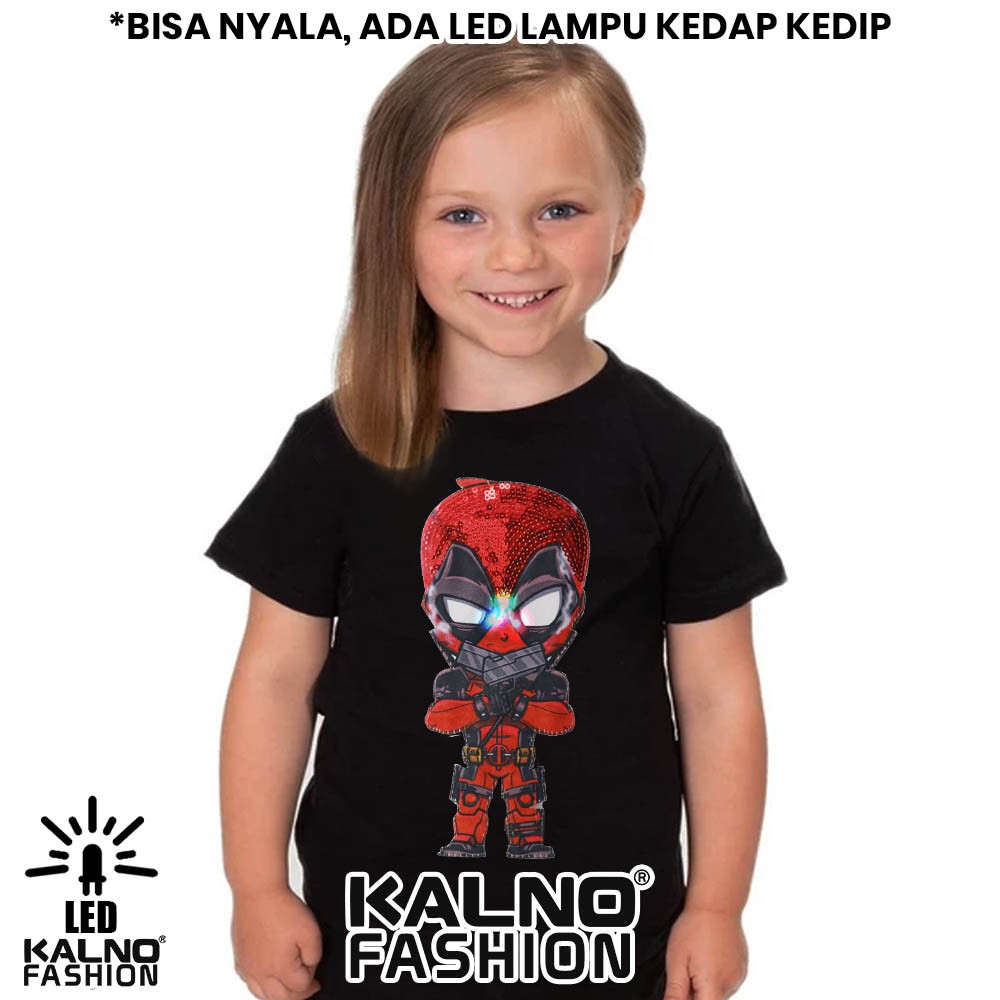 kaos baju anak DADPOOL 1 LED umur 1 - 7 tahun bisa nyala - random karakter dadpool KAOS LED KAOS NYA