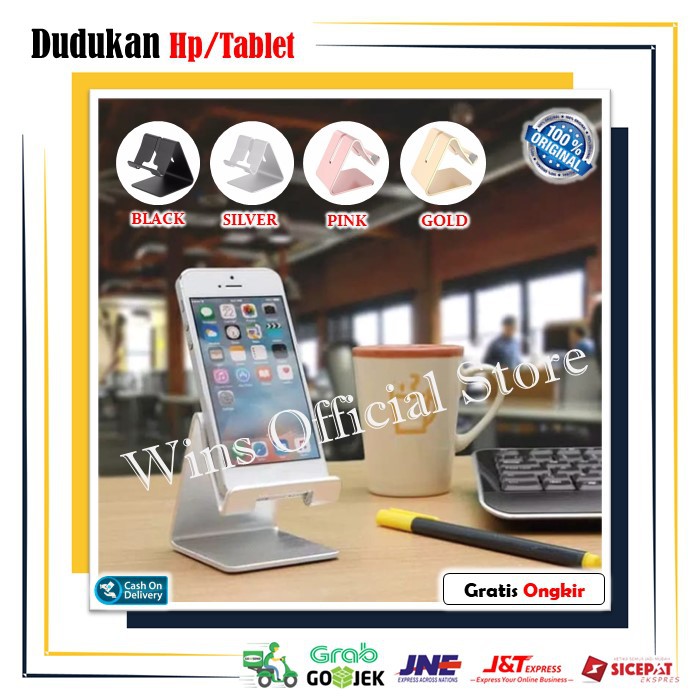 Phone Holder Hp Dudukan Handphone Alumunium Stand Hp Untuk Handphone Android Iphone Tablet Tab Kualitas Premium Kokoh Dan Kuat