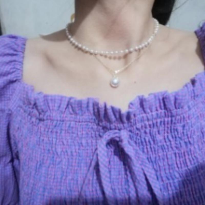 Perhiasan Kalung Rantai Klavikula Leher Model Double Layer Gaya Vintage Untuk Wanita