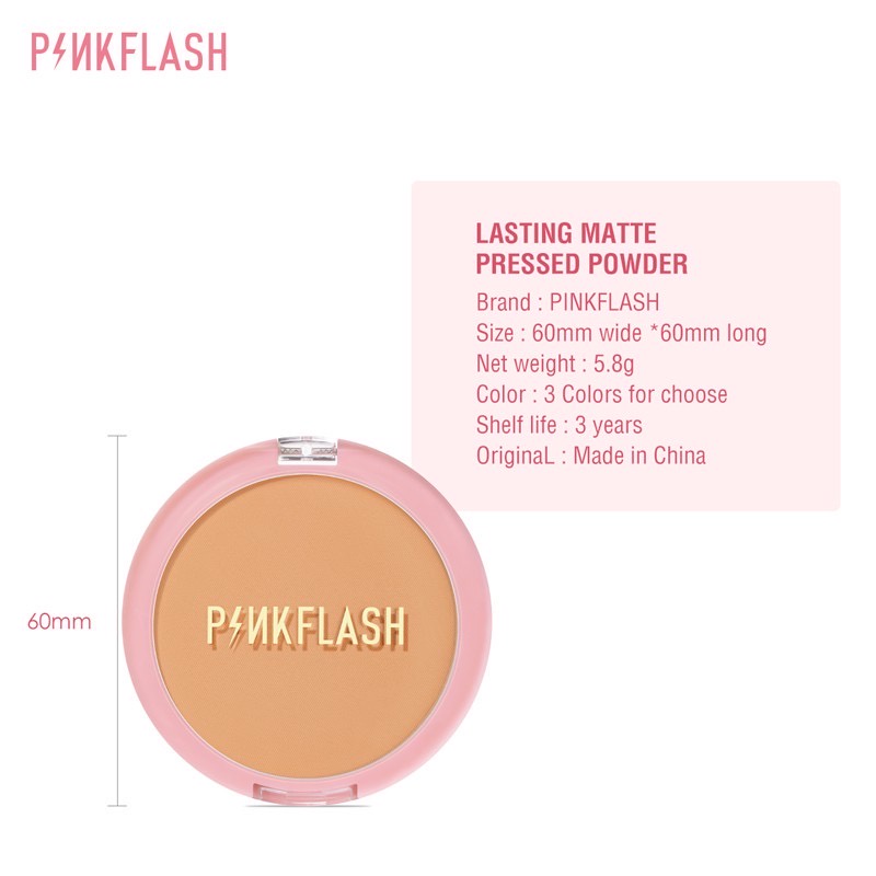 PINKFLASH Pressed Powder OhMySelf Long-lasting Matte Lightweight Oil Control Bedak Padat Pinkflash