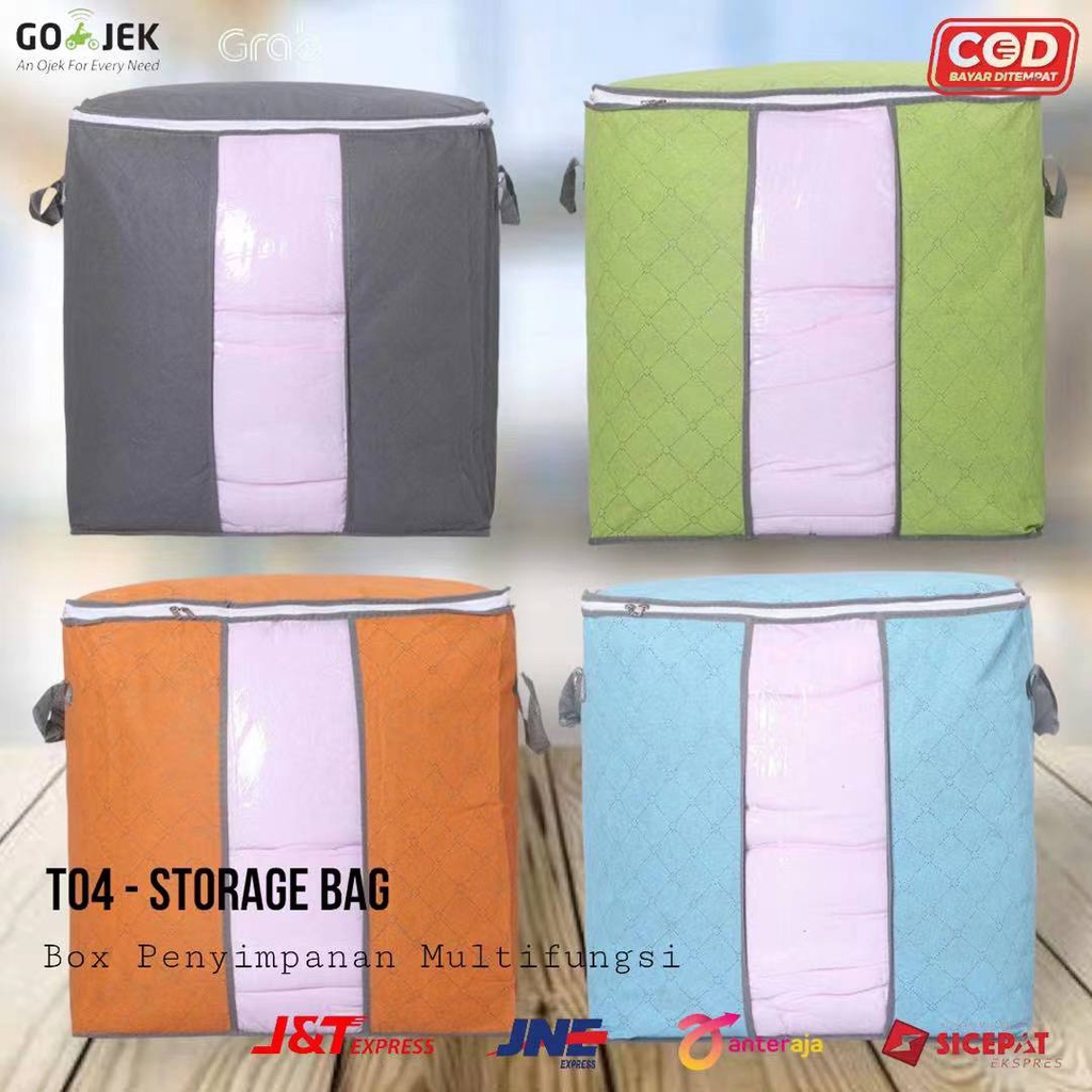 [TOYOU SHOP T04] BAMBOO STORAGE BOX | ORGANIZER BAG | TEMPAT PENYIMPANAN PAKAIAN DAN SELIMUT | TAS PENYIMPANAN | BERDIRI