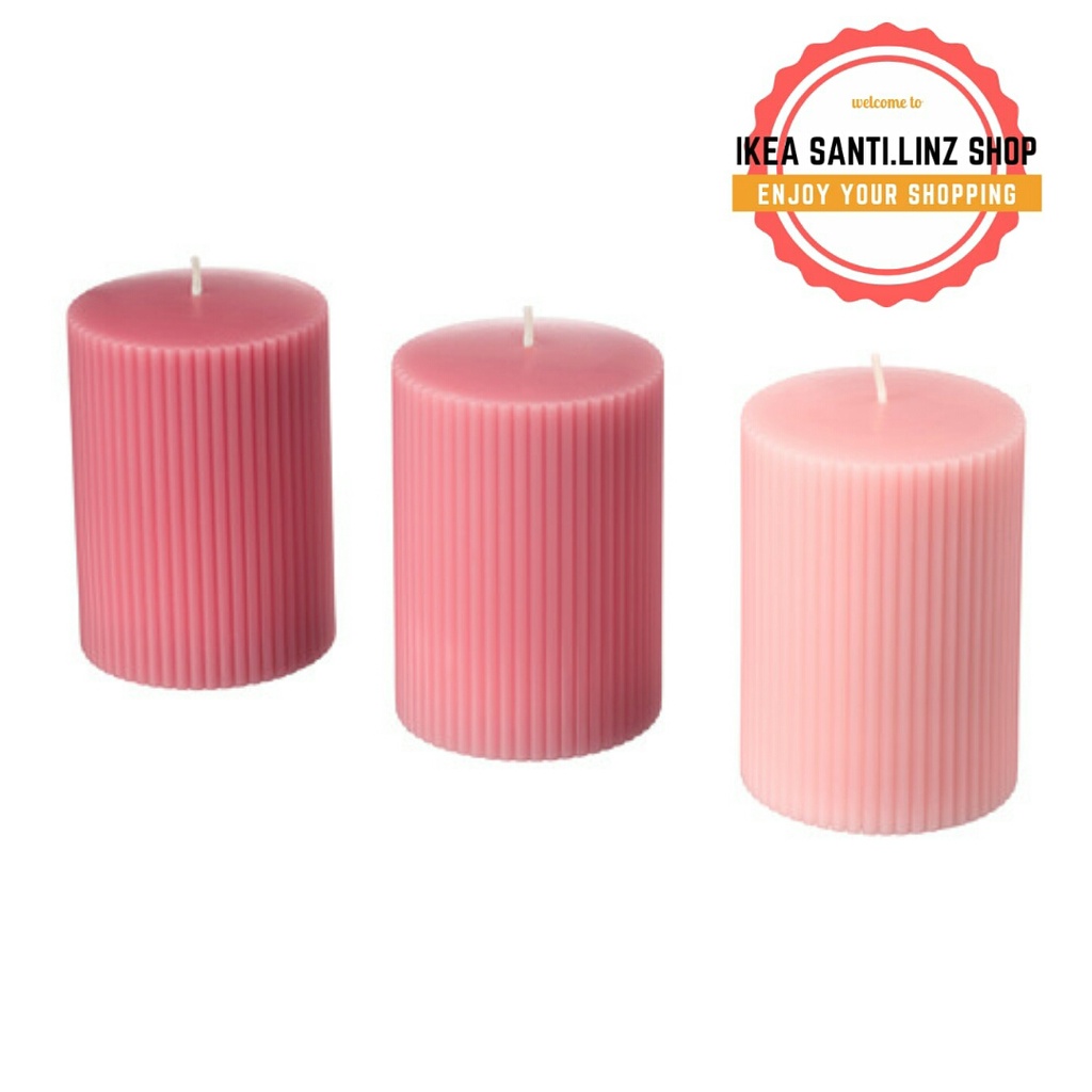 BLOMDOFT Lilin balok beraroma, peony/merah muda, 10 cm