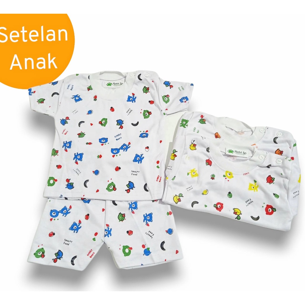 Baju Anak Laki Laki | Setelan Baju Bayi Putih FULL PRINT 6-12m