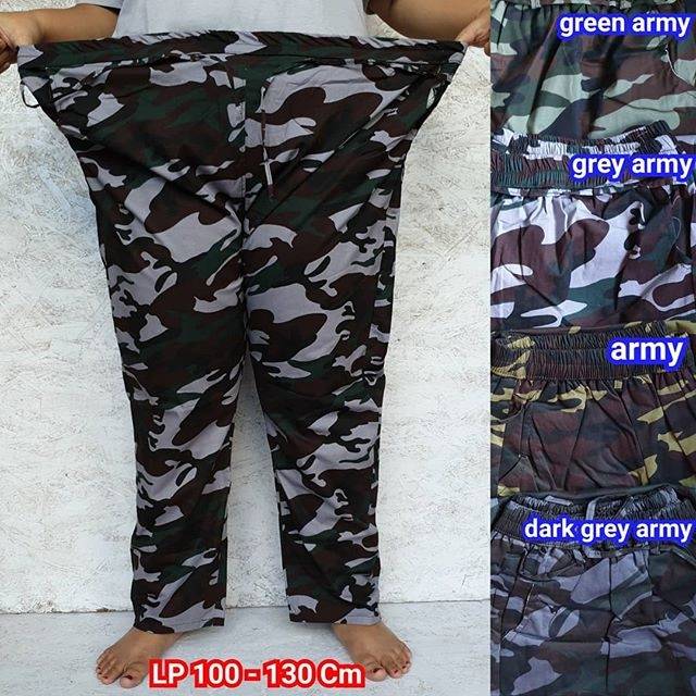 Harem Super Jumbo Army 4L Fit 5L . Celana Panjang Katun  Super Jumbo Untuk Wanita