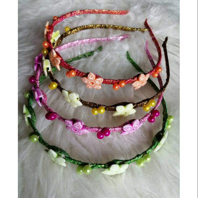 Bando bandana bondu bunga mutiara