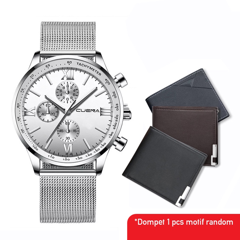 EN LIGNE - Jam Tangan Pria Set - Jam Tangan Gift - Jam Tangan Kado - Jam Tangan Dompet Set - Kado Ultah - Hampers-VARIANT 1CN PASIR