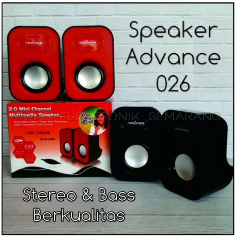 SPEAKER MUTIMEDIA ADVANCE DUO-026 MUSIK ADVANCE DUO 026 MINI SUPER STEREO BASS USB PC LAPTOP