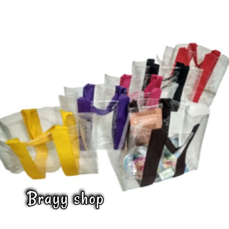 Tas Tote Bag Mika Korea Transparan Tebal Kuat Goodie Gift Set Hampers
