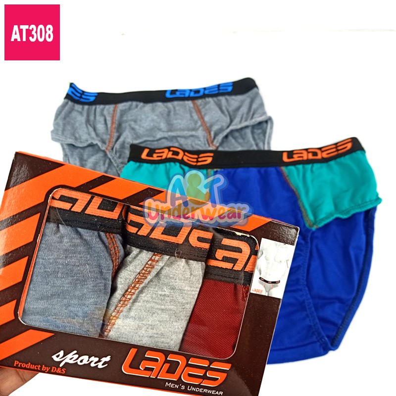 AT308-Lades sport Celana Dalam Boxer 3 pcs Ukuran dewasa M L XL