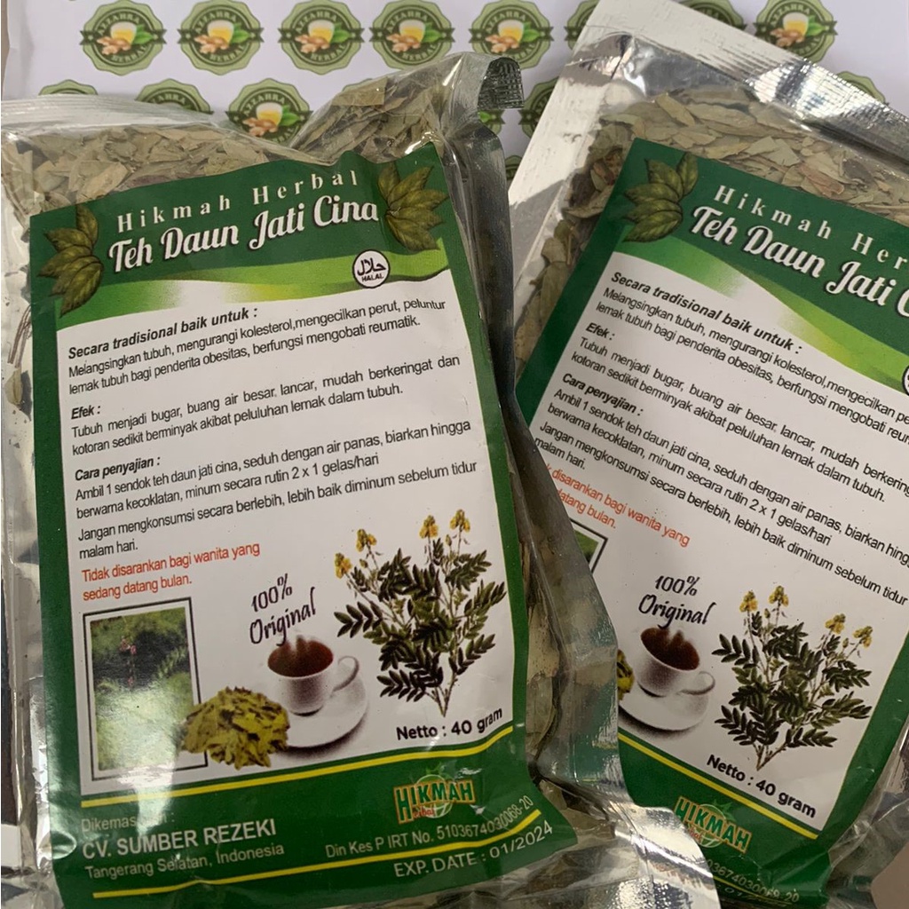 Teh Daun Jati Cina 40gr - Teh Daun Jati Cina Hikmah Herbal - Teh Diet - Teh Pelangsing 40gr