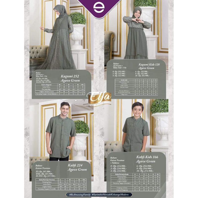 [READY] SARIMBIT ETHICA ELFA 257 AGAVE GREEN KAGUMI 252 KAHFI 225