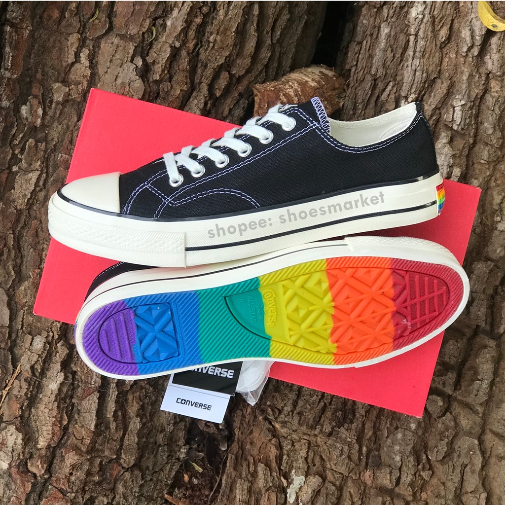 SEPATU CONVERSE 70S LOW X RAINBOW BLACK WHITE ALL STAR CHUCK TAYLOR