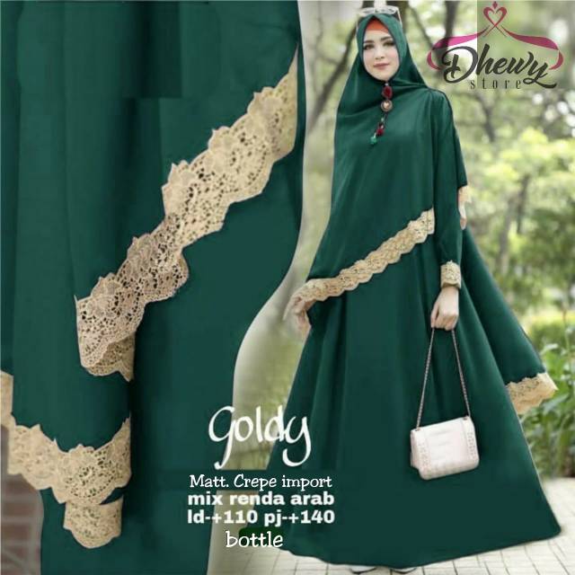 Gamis syar'i set renda premium Goldy by Dhewy