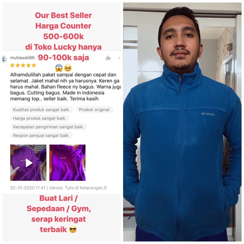 Jaket Columbia Polar Fleece Thermal Olahraga Gym Sepeda Fitness Jacket Hiking Winter Musim Dingin