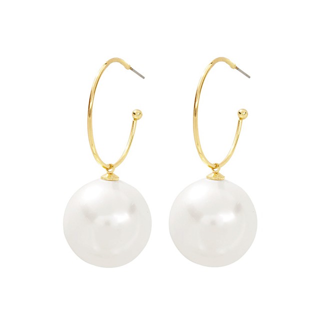 LRC Anting Tusuk Fashion Gold Alloy Pearl Stud Earrings F72652