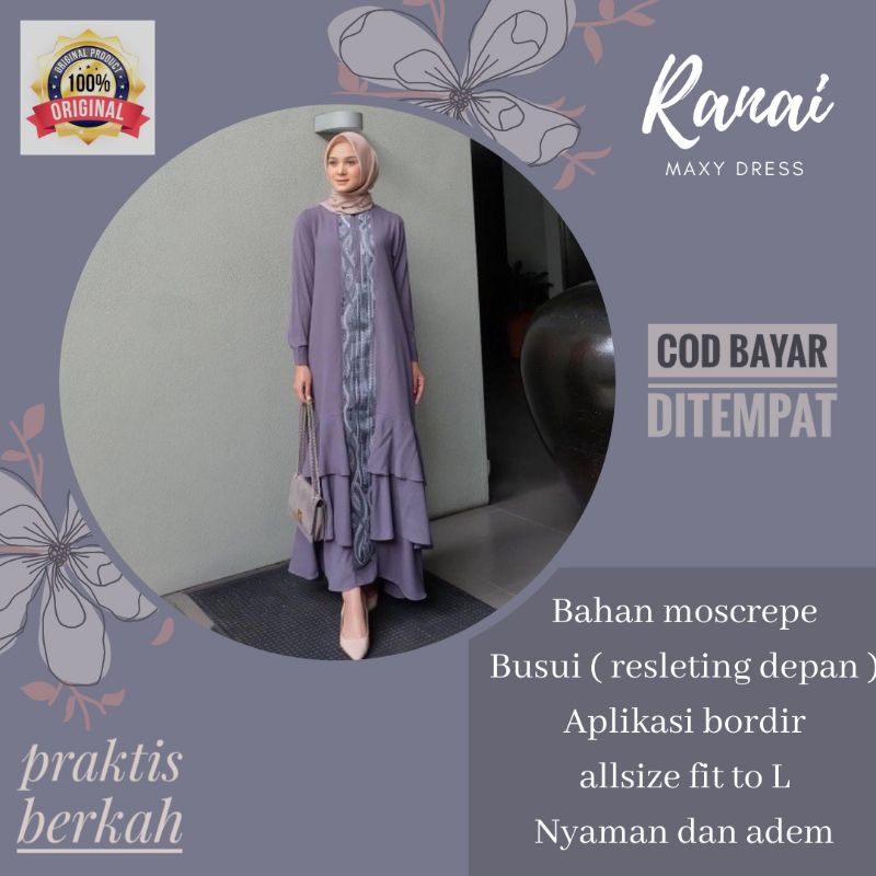 Baju Gamis Syari Wanita Terbaru Ranai Maxy Dress Termurah
