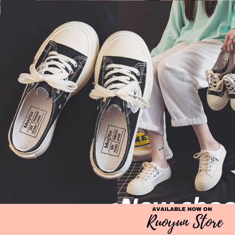 RYX - Boyfriend Drag Sepatu Mule Sneakers Fashion Casual - Ori Import