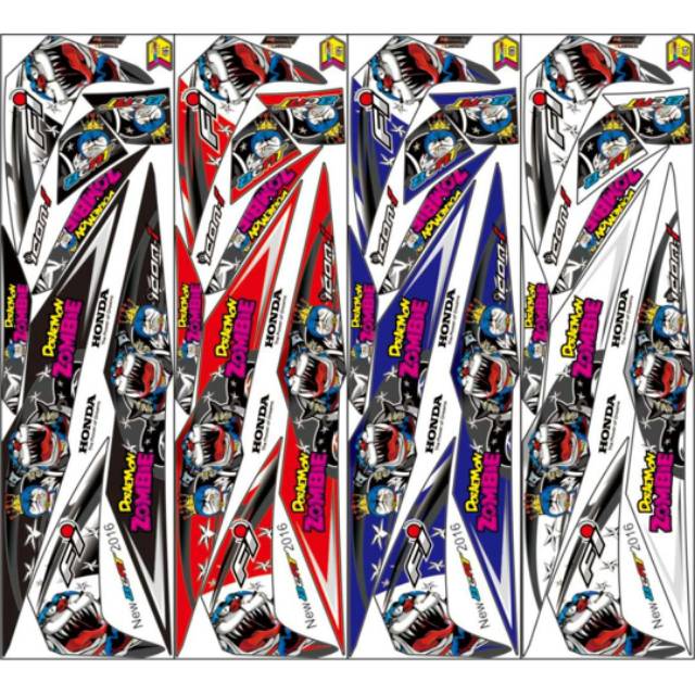 Striping variasi sticker motor lis asesoris Honda beat fi new esp iss 2016-2019 Doraemon Zombie