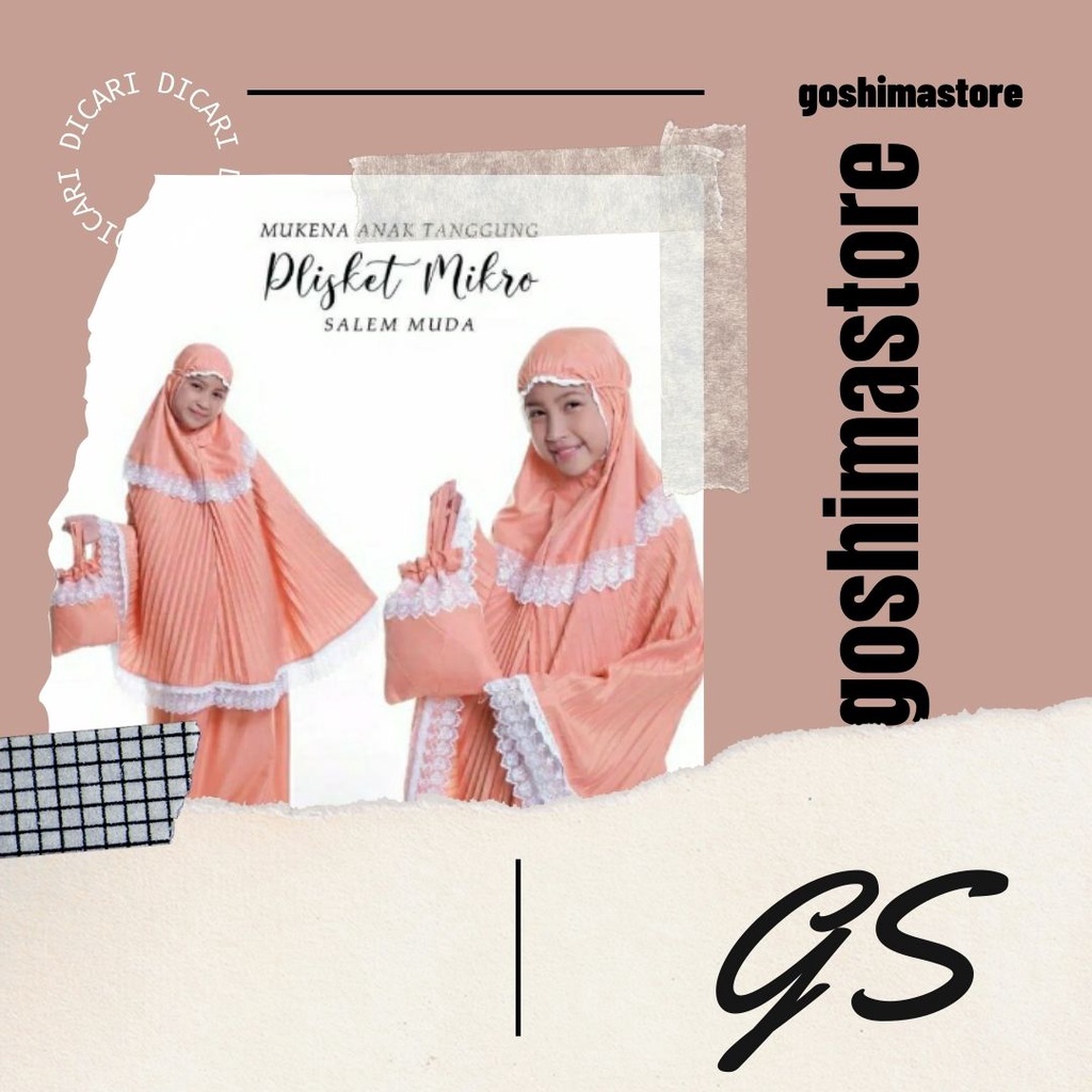 Goshimastore - Mukena Plisket Anak Bahan Hyget Murah Plus Tas Mukena Untuk Anak 7-12 Tahun