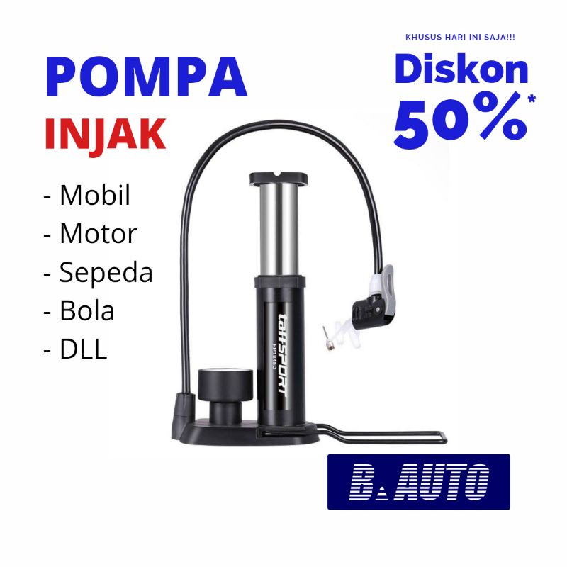 Foot Pump / Pompa Injak / Pompa Angin Ban Manual Bisa Mobil Motor Dll Portable
