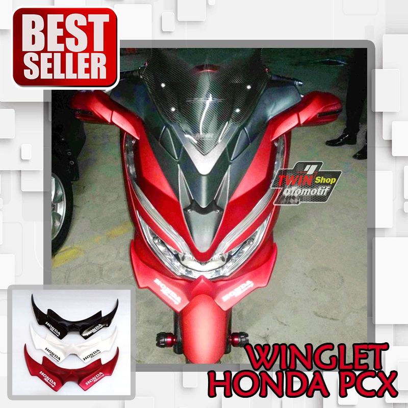WINGLET HONDA PCX, AKSESORIS HONDA PCX, WINGLET PCX, AKSESORIS PCX MERAH MATE ATAU DOFF