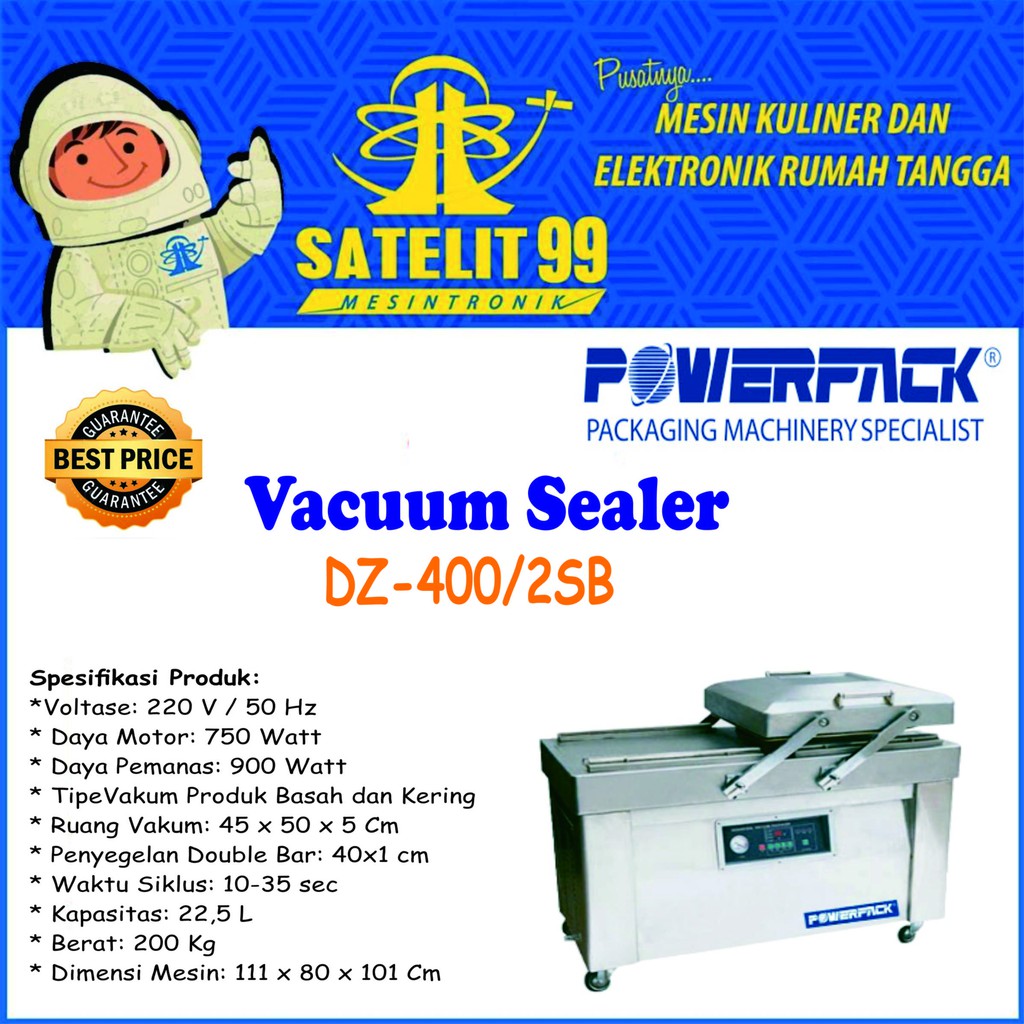 Mesin Vakum dan Segel Otomatis Powerpack DZ-400|2SB Vacuum Sealer