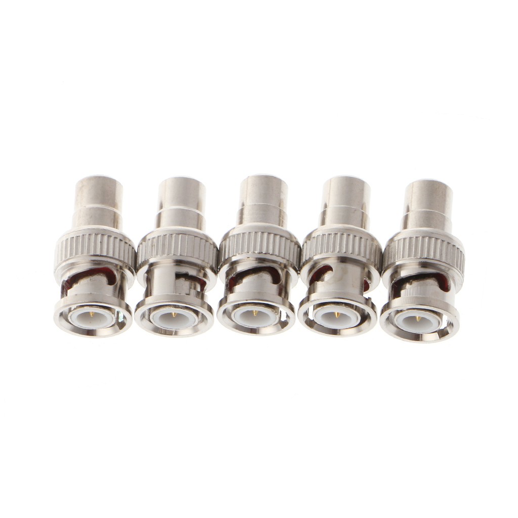 5 Pcs BNC Male Plug to RCA Female RF Coaxial Connector for CCTV Video 