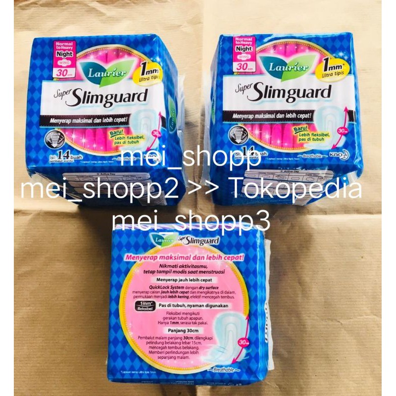 SOFTEX LAURIER NIGHT WING 30CM x 14 BUAH SUPER SLIMGUARD
