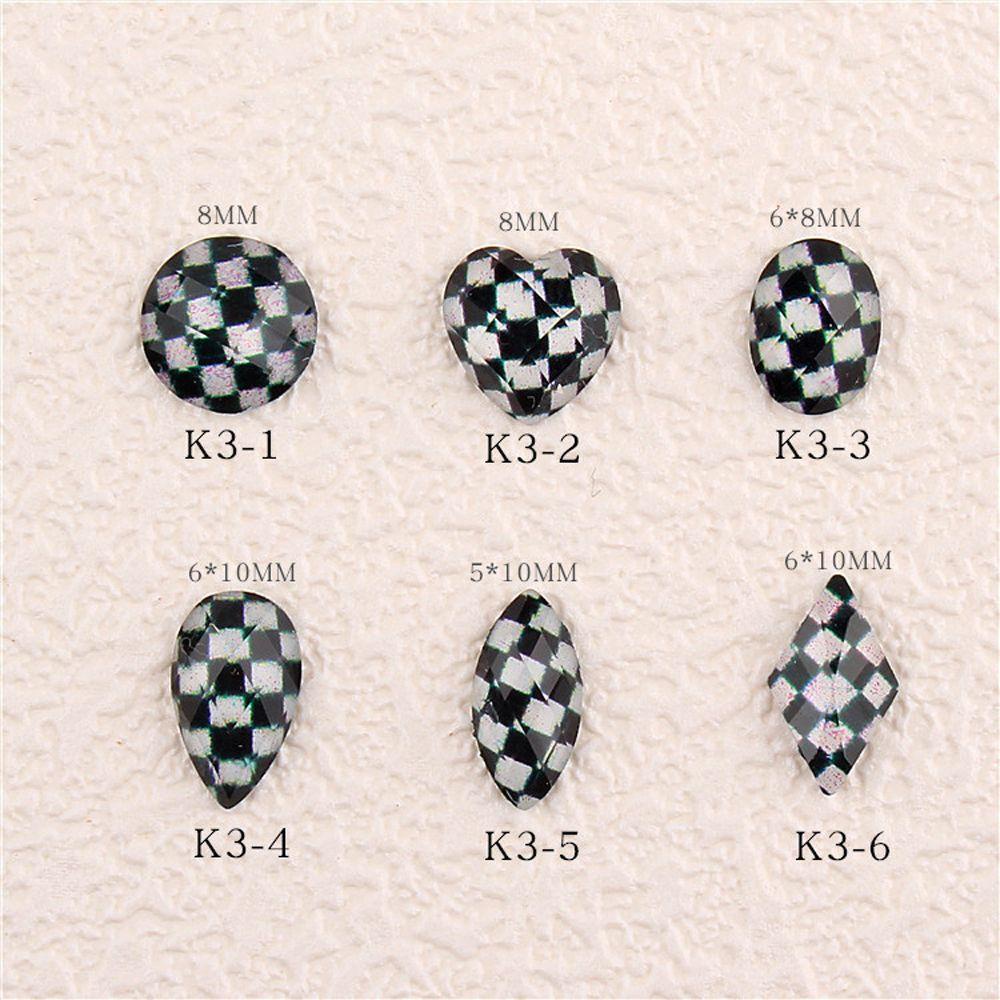 Mxbeauty 3D Dekorasi Nail Art Resin Fashion Kotak-Kotak Wanita Cinta Hati Oval Bulat Jepang Manicure Aksesoris