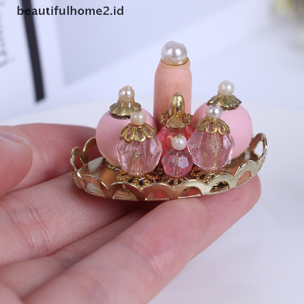 (beautifulhome2.id) Miniatur Parfum Warna Pink Untuk Dekorasi Kamar Tidur / Mandi Rumah Boneka 1: 12