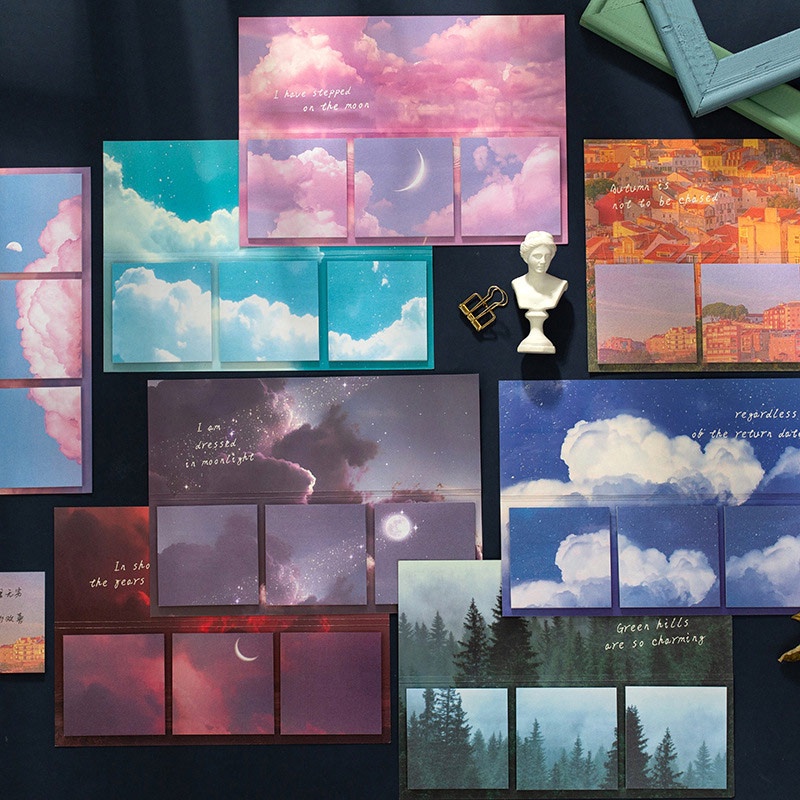 

[aisyjournal] 3 in 1 Stickynote aesthtetic sky, Galaxy and Love Series Sticky Notes set