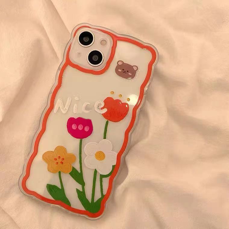 Soft Case TPU Transparan Motif Bunga Untuk Iphone 13 Pro Max / 12 / 11 / XS / XR / X / 8 / 7 / 6 Plus Mini SE 2020