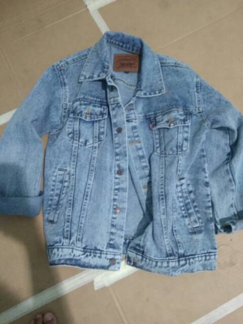 Jaket Jeans Cewek Cowok Sandwash Blue