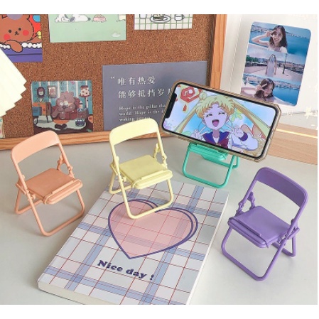 stand holder hp macaron bentuk kursi lipat