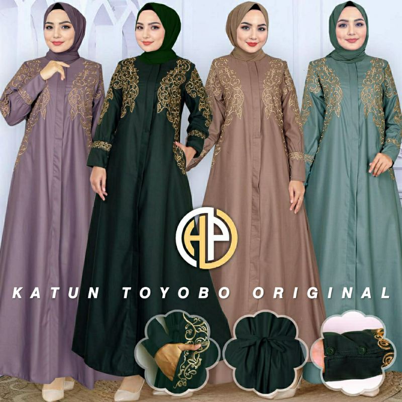 Jual UKURAN SAMPAI JUMBO LD120 Gamis Katun Toyobo Bordir Premium Gamis Madina Jumbo Model