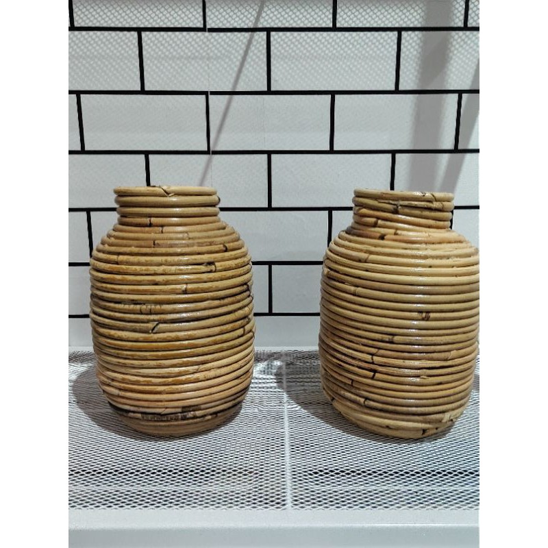 Pot rotan natural & sintetis tinggi 30cm