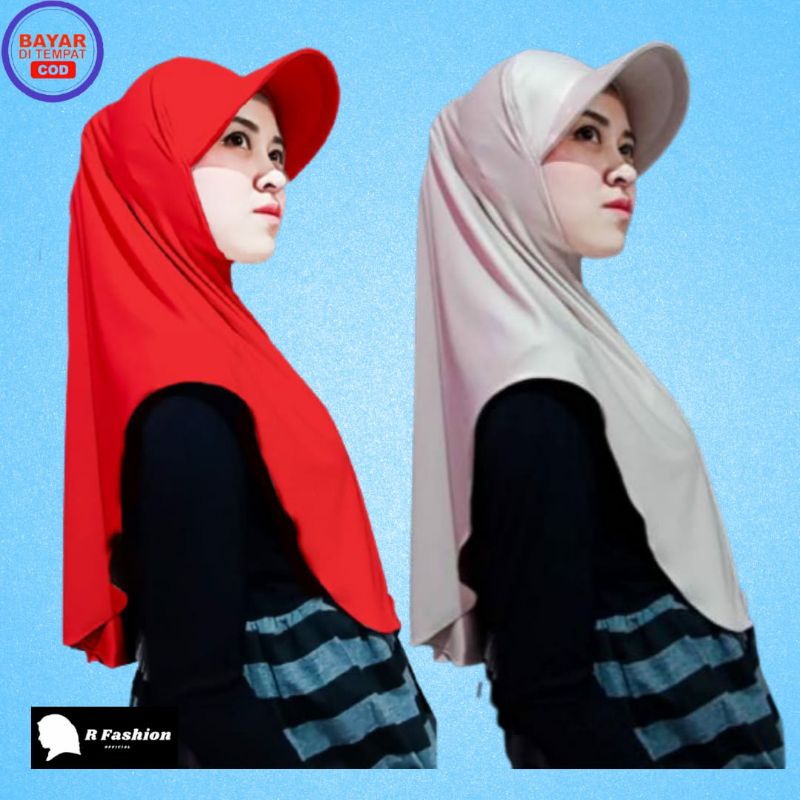 Hijab Topi Instan Sport Long Hijab Topi Polos Cocok Untuk Berolahraga Wanita Muslim Trendy-2