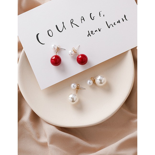 LRC Anting Tusuk Fashion Pearl Tassel Earrings D28161