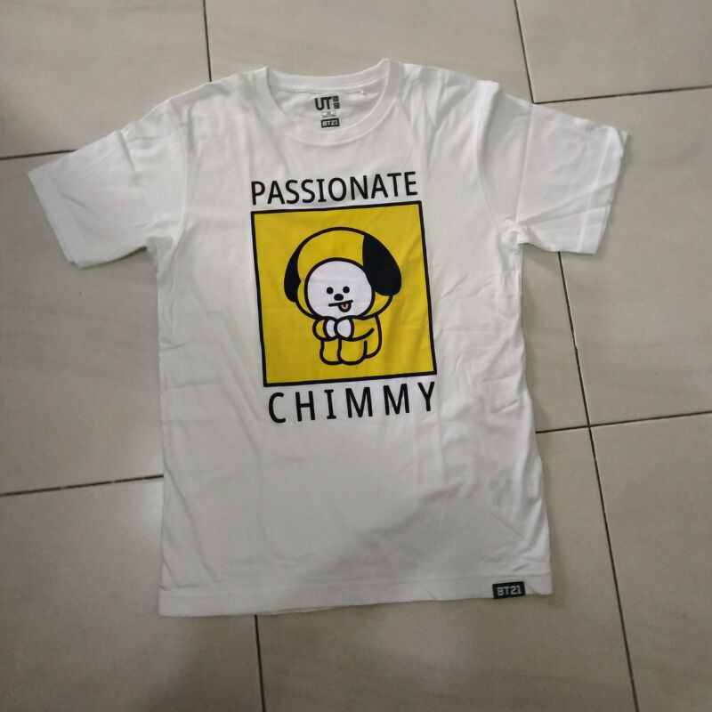 jual preloved original kaos uniqlo x BT21 / shirt BTS chimmy white