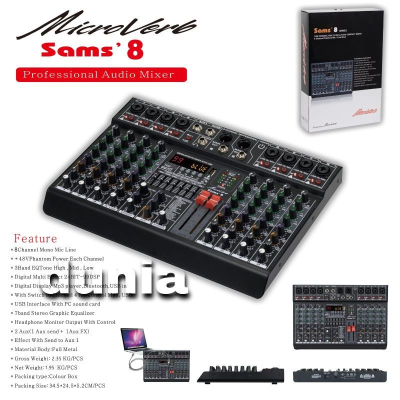 Mixer microverb Sams 8 Original 8 Channel Bluetooth - Soundcard