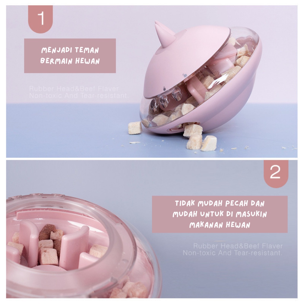 Mainan Lucu UFO Dispenser Makanan Treat Anjing Kucing Pet Toy Dog Cat food dispenser tempat makan kucing anjing