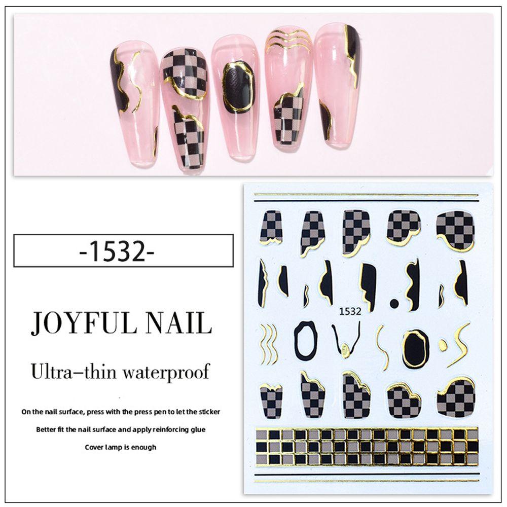 AUGUSTINA Agustina Nail Art Stiker Perekat Diri Phnom Penh Manicure Aksesoris Geometris Gadis Wanita Kuku Slider 3D Nail Decals