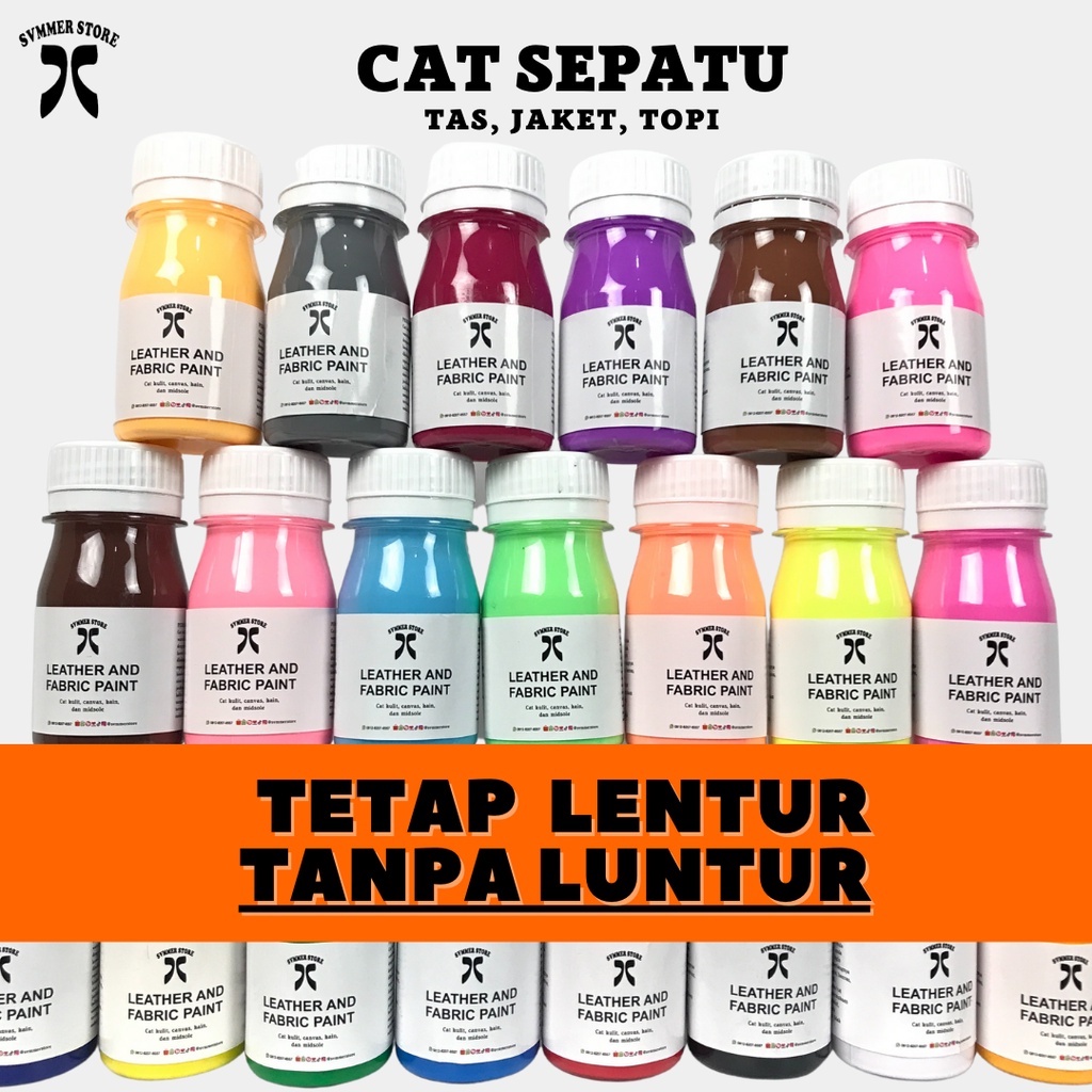 

Cat Sepatu Repaint Tas Leather dan Pabric Paint Acrylic Kanvas Cat Kain Kulit Midsole Sepatu