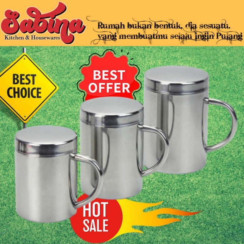 Gelas Stainless Mug Cangkir Kopi Teh Tebal Double Insulation HH05